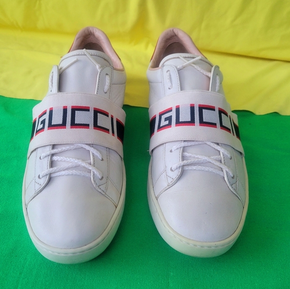 GUCCI ACE LEATHER LOGO STRIPES SNEAKER MEN'S - Picture 10 of 15